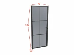 Vente-unique Puerta Con Marco|Bloque de puerta reversible de aluminio y vidrio templado ahumado - Alt. 204 x An. 73 cm - - SEROTO