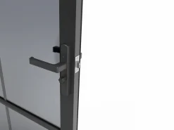 Vente-unique Puerta Con Marco|Bloque de puerta reversible de aluminio y vidrio templado ahumado - Alt. 204 x An. 73 cm - - SEROTO
