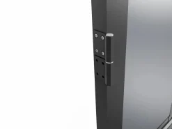 Vente-unique Puerta Con Marco|Bloque de puerta reversible de aluminio y vidrio templado ahumado - Alt. 204 x An. 73 cm - - SEROTO