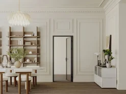 Vente-unique Puerta Con Marco|Bloque de puerta reversible de aluminio y vidrio templado ahumado - Alt. 204 x An. 83 cm - - LOXTON