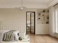 Vente-unique Bloque de puerta reversible - aluminio y vidrio templado texturizado - Alt. 204 x An. 73 cm - - LOXTON Negro