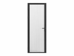 Vente-unique Bloque de puerta reversible - aluminio y vidrio templado texturizado - Alt. 204 x An. 73 cm - - LOXTON Negro