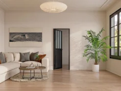 Vente-unique Bloque de puerta reversible , vidrio templado translúcido estilo taller, Alt. 204 x An. 83 cm, ERMELO Negro Best