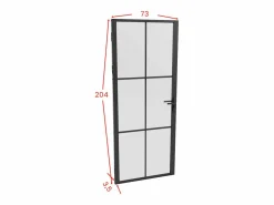 Vente-unique Puerta Con Marco|Bloque de puerta reversible de aluminio y vidrio translúcido - Alt. 204 x An. 73 cm - - SEROTO
