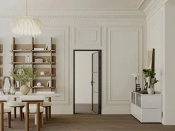 Vente-unique Puerta Con Marco|Bloque de puerta reversible de aluminio y vidrio ahumado - Alt. 204 x An. 83 cm - - MASERU
