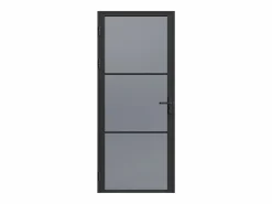 Vente-unique Puerta Con Marco|Bloque de puerta reversible de aluminio y vidrio ahumado - Alt. 204 x An. 83 cm - - MASERU