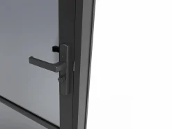 Vente-unique Puerta Con Marco|Bloque de puerta reversible de aluminio y vidrio ahumado - Alt. 204 x An. 83 cm - - MASERU