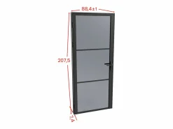 Vente-unique Puerta Con Marco|Bloque de puerta reversible de aluminio y vidrio ahumado - Alt. 204 x An. 83 cm - - MASERU