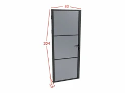Vente-unique Puerta Con Marco|Bloque de puerta reversible de aluminio y vidrio ahumado - Alt. 204 x An. 83 cm - - MASERU