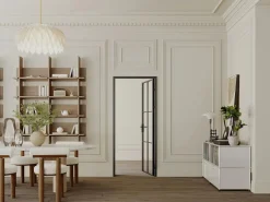 Vente-unique Bloque de puerta reversible de aluminio y vidrio templado - Alt. 204 x An. 73 cm - SEROTO Negro Best