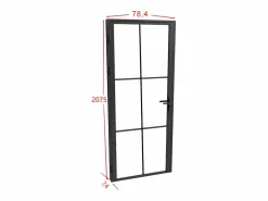 Vente-unique Bloque de puerta reversible de aluminio y vidrio templado - Alt. 204 x An. 73 cm - SEROTO Negro Best