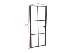 Vente-unique Bloque de puerta reversible de aluminio y vidrio templado - Alt. 204 x An. 73 cm - SEROTO Negro Best