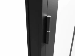 Vente-unique Bloque de puerta taller reversible de aluminio, MDF y vidrio templado - Alt. 204 x An. 83 cm - ERMELO Negro Discount