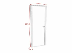 Vente-unique Puerta Con Marco|Bloque puerta reversible de aluminio y vidrio templado - Alt. 204 x An. 83 cm - LOXTON