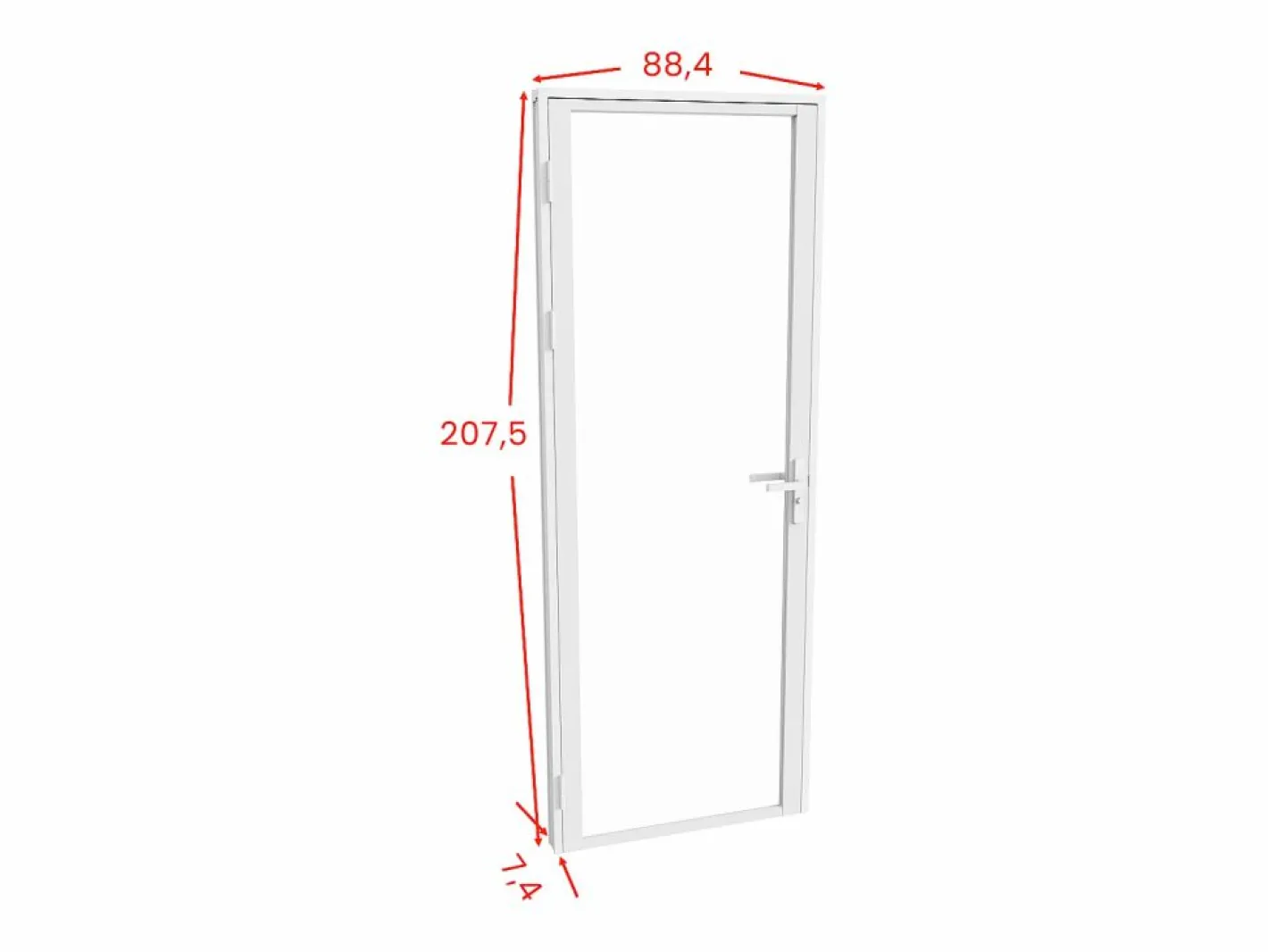 Vente-unique Puerta Con Marco|Bloque puerta reversible de aluminio y vidrio templado - Alt. 204 x An. 83 cm - LOXTON