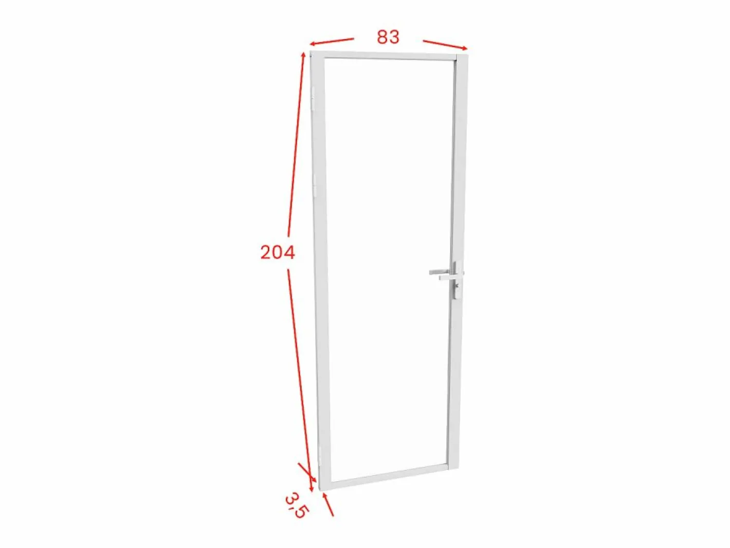 Vente-unique Puerta Con Marco|Bloque puerta reversible de aluminio y vidrio templado - Alt. 204 x An. 83 cm - LOXTON