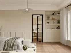 Vente-unique Bloque puerta reversible de aluminio y vidrio texturizado - Alt. 204 x An. 83 cm - - MASERU Negro New