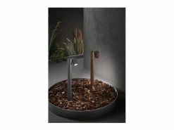 Bolardo de jardín con 1 bombilla E27 máx. 35 W, IP65, aluminio pintado, bolardo para exteriores, acero Corten-Perenz^ Sale