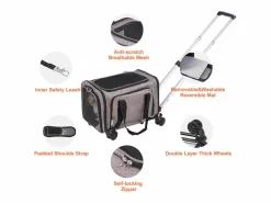 Transportín De Paseo Para Animales|Bolsa de Transporte para Gatos SucceBuy con Ruedas, para Mascotas de Menos de 11 KG, Incluye un Recipiente Plegable,