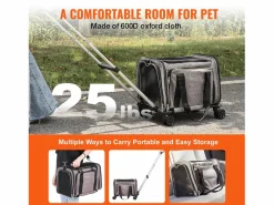 Transportín De Paseo Para Animales|Bolsa de Transporte para Gatos SucceBuy con Ruedas, para Mascotas de Menos de 11 KG, Incluye un Recipiente Plegable,