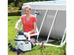 Intex Bomba de filtración de arena 4m³/h para piscinas de hasta 24m³ - Fácil de usar y mantenimiento mínimo Gris
