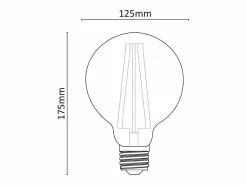 Bombilla LED globo transparente de filamento G125 de 10 W, 1400 lúmenes, 4000 K^ Hot