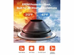 Cañería|Botas de Solera para Tubos SucceBuy Lote de 2 de Techo para Tubos de 15 a 28 cm, EDPM Flexible, Resistente a Altas Temperaturas, Base de Metal Duradero