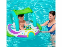 Bote espacial hinchable infantil Bestway con volante +3A azul 107x122 cm Transparente Online