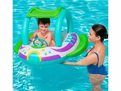 Bote espacial hinchable infantil Bestway con volante +3A azul 107x122 cm Transparente Online