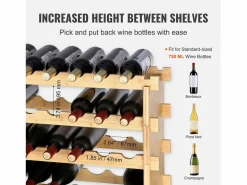 Botellero Apilable SucceBuy para 48 Botellas, Estante de Exhibición de Madera de Bambú de 6 Niveles Online