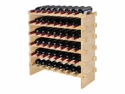 Botellero Apilable SucceBuy para 48 Botellas, Estante de Exhibición de Madera de Bambú de 6 Niveles Online