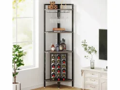 Tribesigns Botellero|Accesorios Para Vino Y Bar|Botellero de esquina con soporte para copas y estantes,