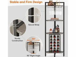 Tribesigns Botellero|Accesorios Para Vino Y Bar|Botellero de esquina con soporte para copas y estantes,