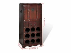 Botellero|Accesorios Para Vino Y Bar|Botellero de madera para 9 botellas baúl con cajón ES221263