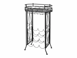 Botellero de metal con soportes para copas para 9 botellas ES761678 Negro