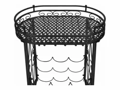 Botellero de metal con soportes para copas para 9 botellas ES761678 Negro