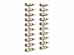 Botellero de pared para 10 botellas 2 unidades metal ES311299 Dorado