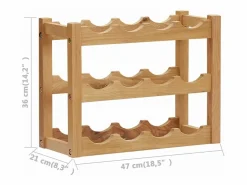 Botellero para 12 botellas madera maciza de roble 47x21x36 cm ES523930 Marru00f3n Discount