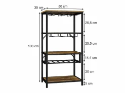 Vicco Botellero|Accesorios Para Vino Y Bar|Botellero roble rústico 50x35x100 vela