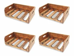 Botelleros para 16 botellas 4 uds madera maciza reciclada ES182196 Marru00f3n New
