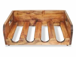 Botelleros para 16 botellas 4 uds madera maciza reciclada ES182196 Marru00f3n New