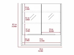 TuHome Botiquin Jaspe en Melamina, con espejos , 62.48 cm X 59.94 cm X 13.97 cm , Blanco New