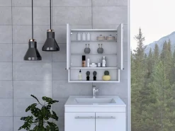TuHome Botiquin Jaspe en Melamina, con espejos , 62.48 cm X 59.94 cm X 13.97 cm , Blanco New