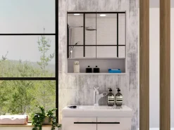 TuHome Botiquin Jaspe en Melamina, con espejos , 62.48 cm X 59.94 cm X 13.97 cm , Blanco New