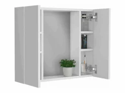 TuHome Botiquín Artemisa en Melamina, con 6 estantes interno y dos puertas, con espejo , 49.53 cm X 59.94 cm X 13.71 cm , Blanco New
