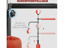 Aparato De Musculación|Boxeador de pie con dos Speedballs, soporte de reflejos, ajustable 140-205 cm, piel sintética, color (84x36x140-205 cm)