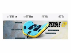 COASTO Deportes Náuticos|Boya remolcada Beagle 175 x 150 cm - Nylon 420 D - PVC 26G - 4 asas de neopreno - Carga máxima 154 kg - 2 plazas