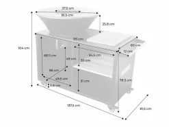 Sweeek Barbacoa|Brasero barbacoa 80cm + carrito con espacios de almacenamiento