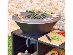 Sweeek Barbacoa|Brasero barbacoa 80cm + carrito con espacios de almacenamiento