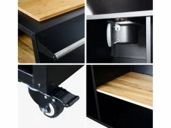 Sweeek Barbacoa|Brasero barbacoa 80cm + carrito con espacios de almacenamiento